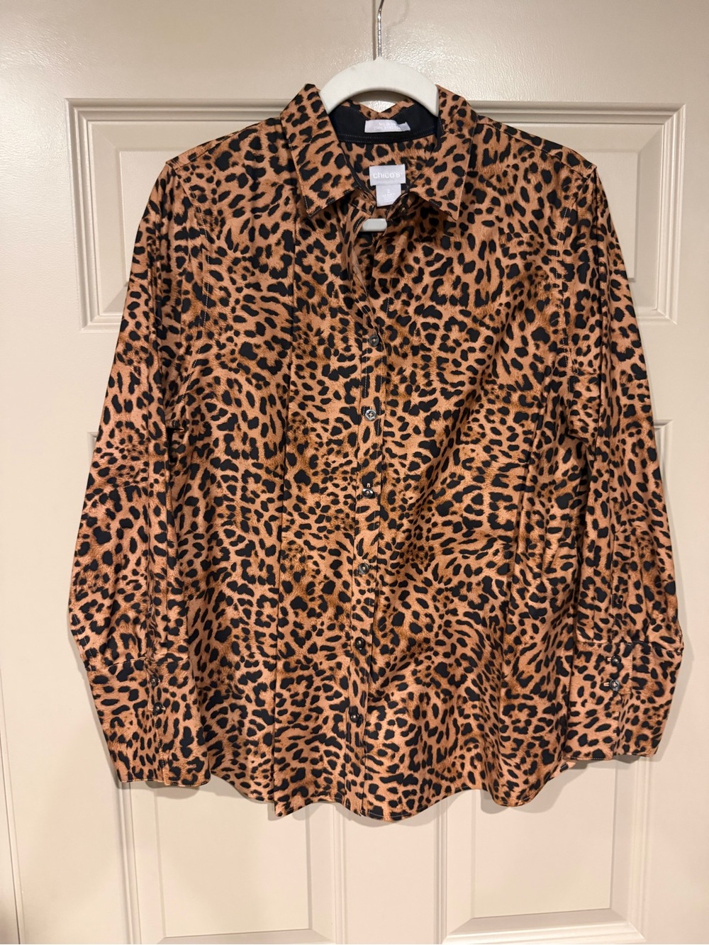Worn One time! Chico's Leopard Print Button-Up Blouse in Tan and Black